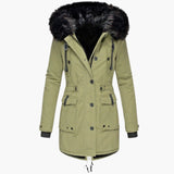 Insulated Faux-Fur Hooded Slim-Fit Parka Jacket