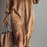 Rosamund™ | Corduroy Button-Front Shirt Dress