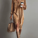 Rosamund™ | Corduroy Button-Front Shirt Dress