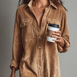 Rosamund™ | Corduroy Button-Front Shirt Dress