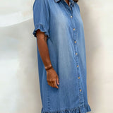Ruffled Denim Button Dress