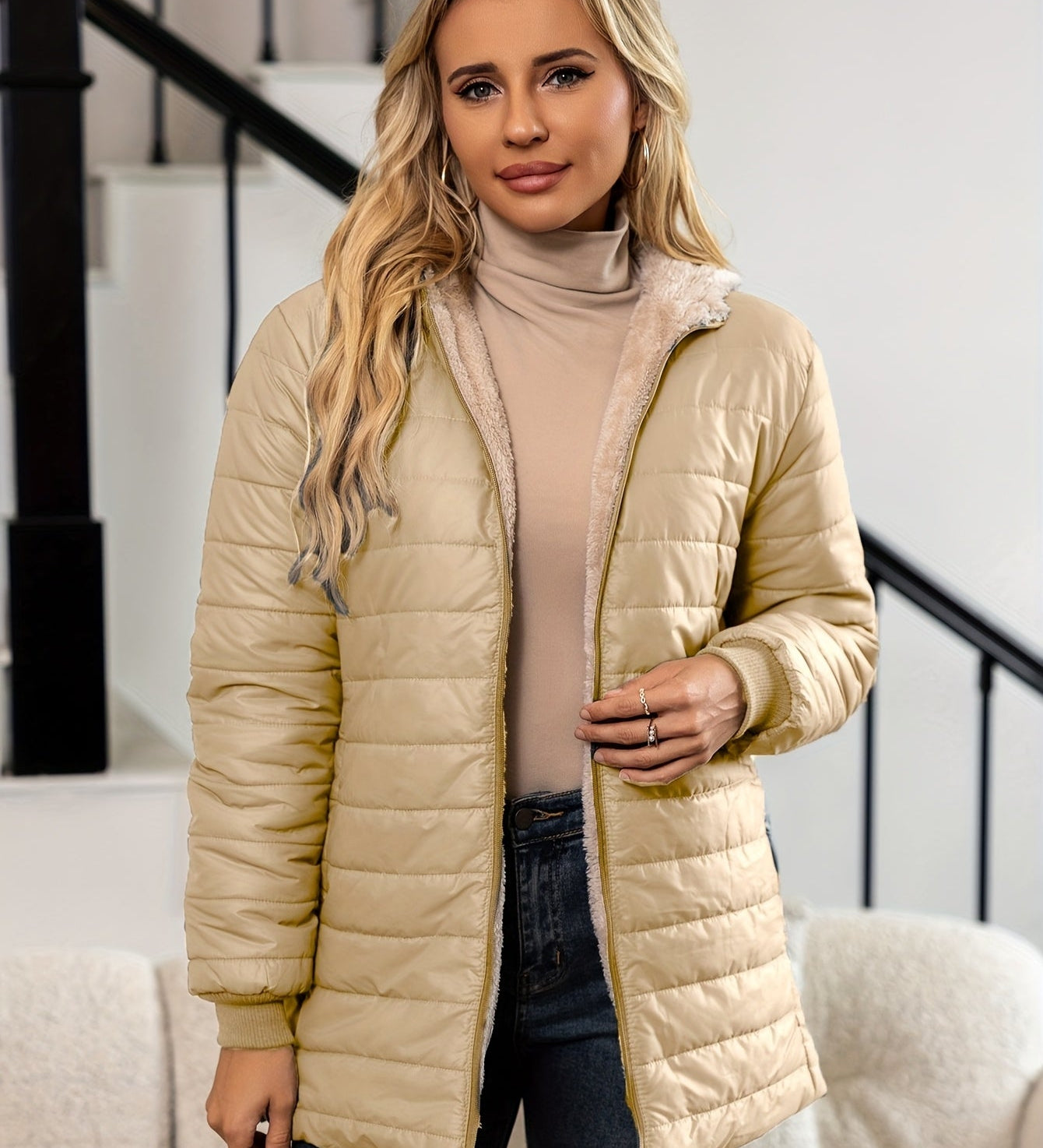 Sophia™ | Sherpa-Lined Quilted Puffer Jacket