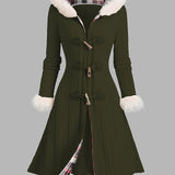 Tala™ | Cable-Knit Faux-Fur Trim Hooded Coat