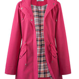 kouky™ | Waterproof Plaid-Lined Drawstring-Waist Parka Coat