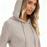 Victoria™ | Ribbed Knit Drawstring Hooded Sweater