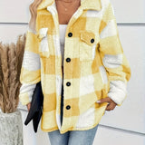 Lilou™ | Fleece Plaid Button-Up Shacket Jacket