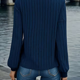 Anouk™ | Ribbed Knit Long-Sleeve V-Neck Pullover Sweater