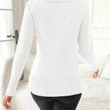 Barbara™ | Ribbed-Hem Side-Button Wrap V-Neck Sweater