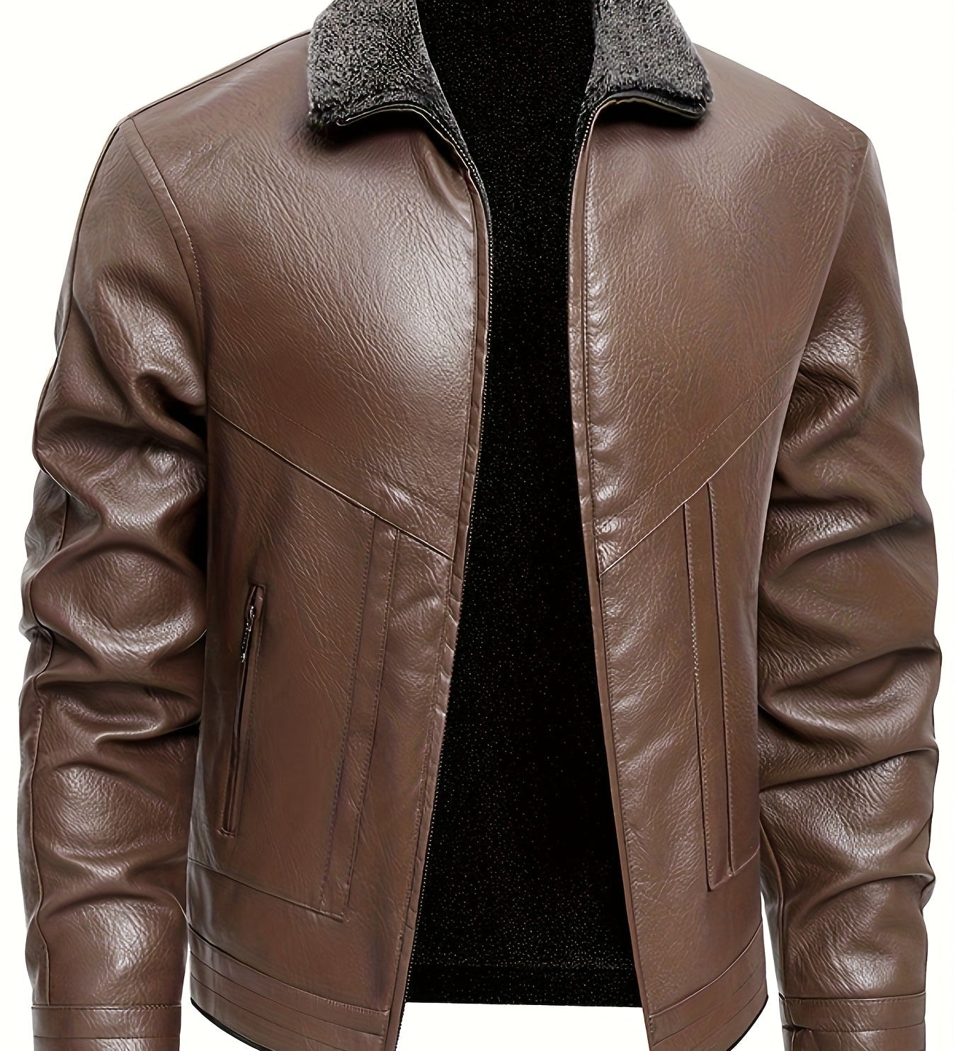 Chic Leather Jacket with Cozy Fleece Lining