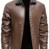 Chic Leather Jacket with Cozy Fleece Lining