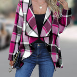Yousra™ | Plaid Open-Front Waterfall Cardigan