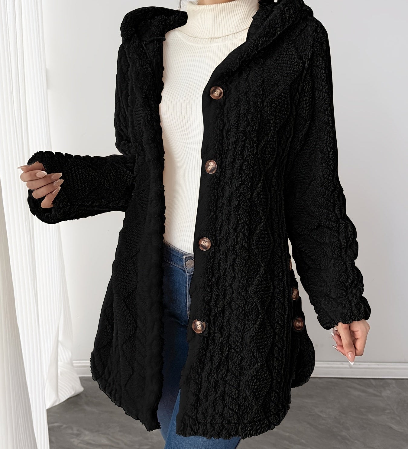 Alba™ | Cable-Knit Plush Hooded Cardigan