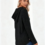 Victoria™ | Ribbed Knit Drawstring Hooded Sweater