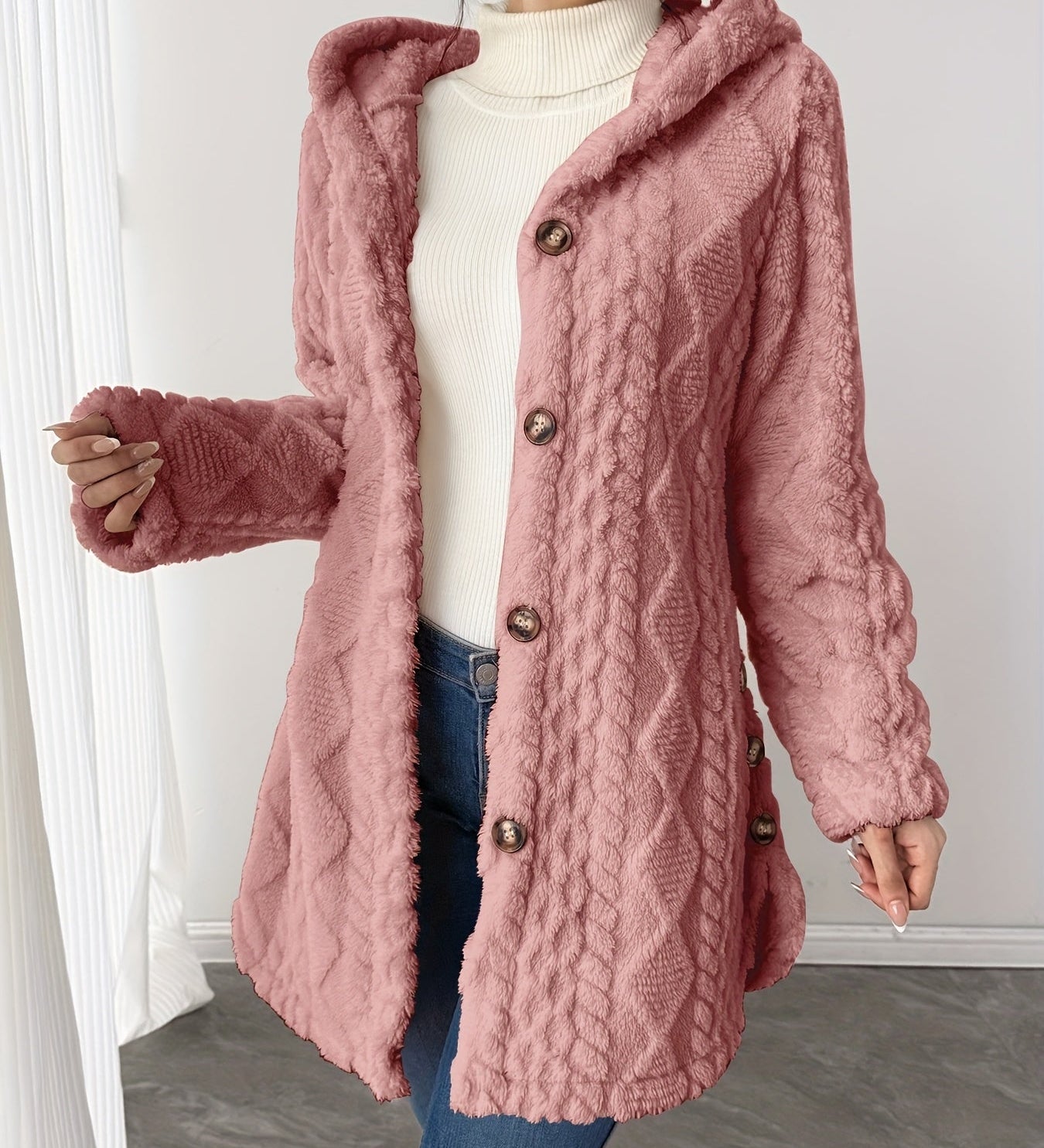 Alba™ | Cable-Knit Plush Hooded Cardigan