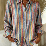 Multicolor Striped Boho Button-Down Shirt