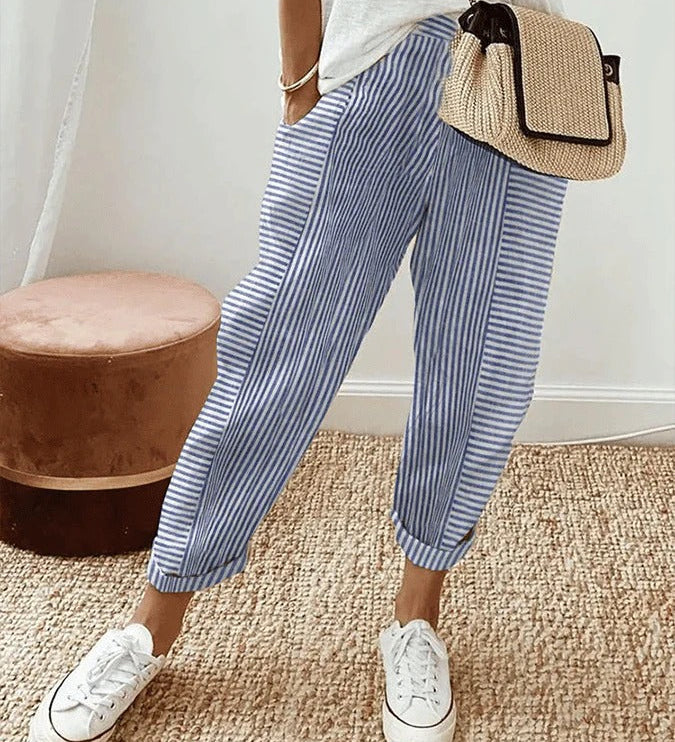Darine™ | Elegant Striped Linen Pants