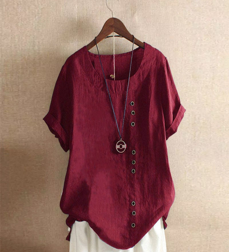Asymmetrical Button Tunic Top