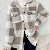 Lilou™ | Fleece Plaid Button-Up Shacket Jacket