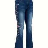 Lenora™ | Elegant Vintage Jeans with Floral Embroidery