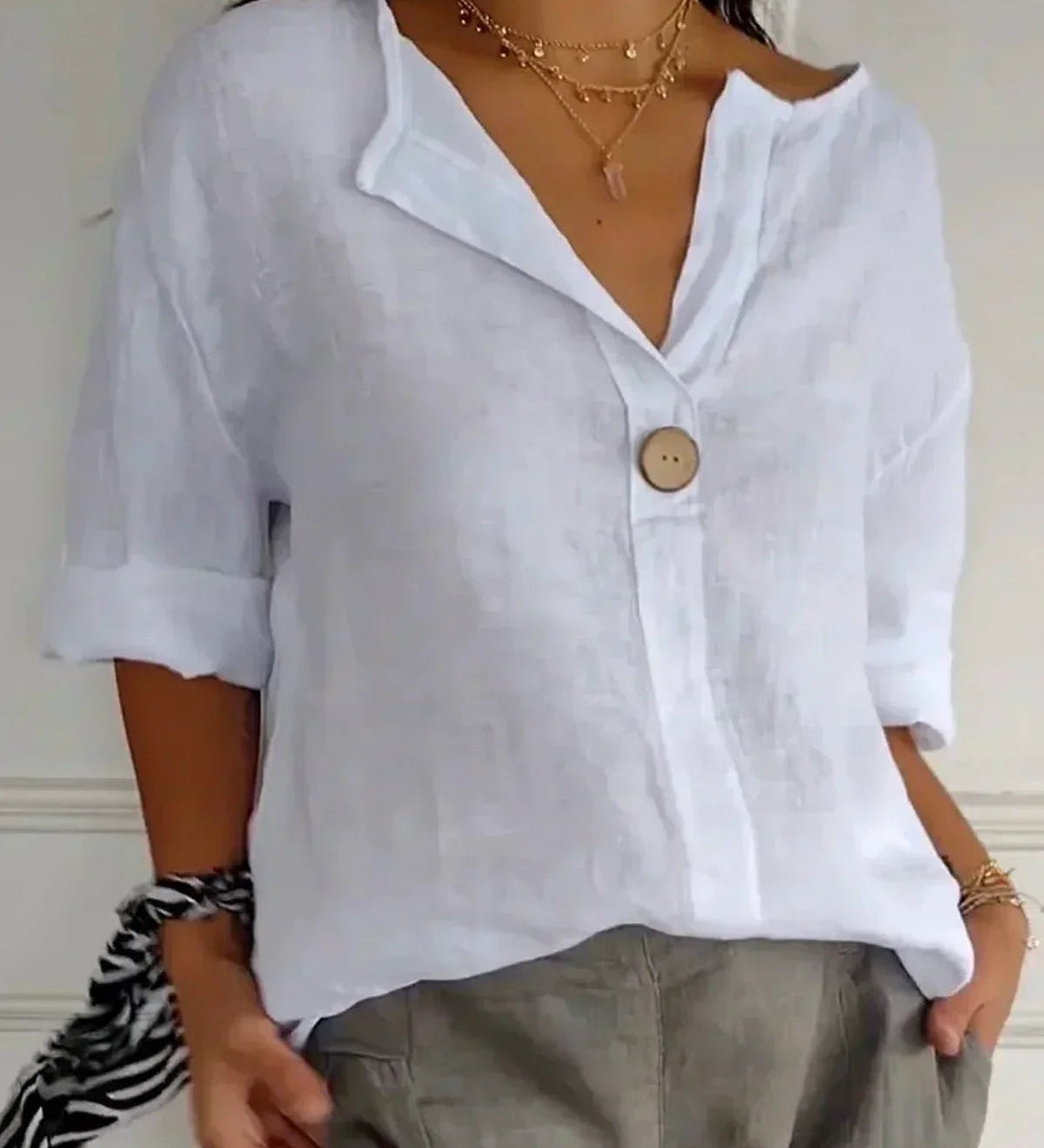 Relaxed V-Neck Blouse