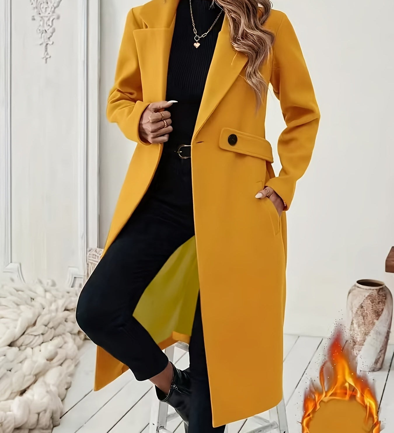 Mery™ | Notched-Lapel Button-Tab Tailored Coat