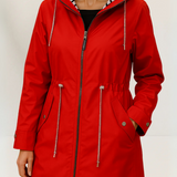 Rebecca™ | Striped-Lined Drawstring-Waist Hooded Parka Coat