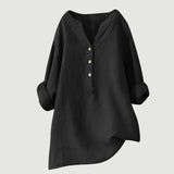 Loose-fit Solid V-Neck Linen Blouse