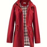 kouky™ | Waterproof Plaid-Lined Drawstring-Waist Parka Coat