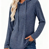Victoria™ | Ribbed Knit Drawstring Hooded Sweater