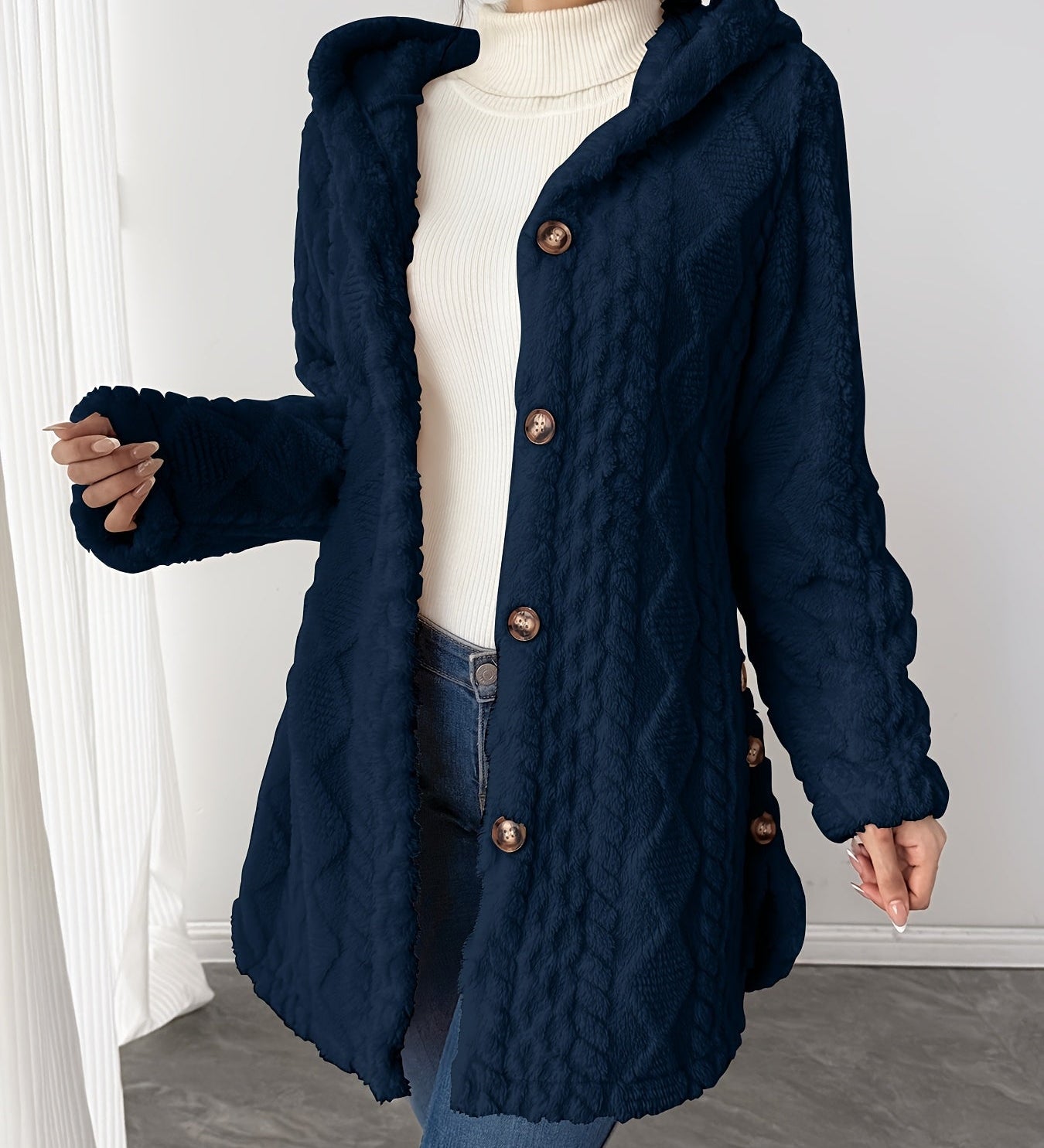 Alba™ | Cable-Knit Plush Hooded Cardigan