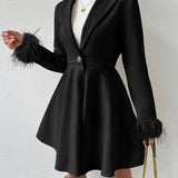 Stéphanie™ | Faux-Fur Cuff Fit-and-Flare Coat