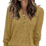 Wendy™ | Ribbed Knit Button-Front Henley Sweater