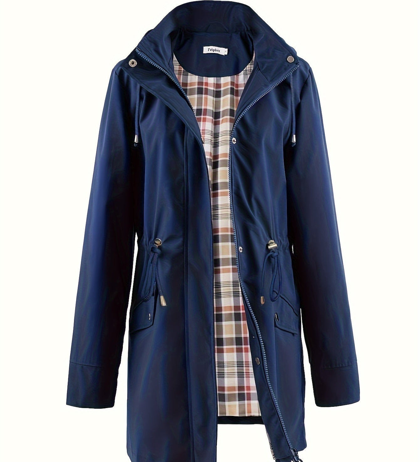 Veronica™ | Plaid Lined Drawstring Waist Hooded Parka Jacket