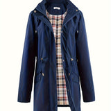 Veronica™ | Plaid Lined Drawstring Waist Hooded Parka Jacket