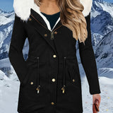 Tiara™ | Plush-Hood Drawstring-Waist Parka Coat