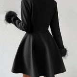 Stéphanie™ | Faux-Fur Cuff Fit-and-Flare Coat