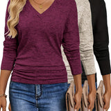 Maura™ | Soft and Stretchy V-Neck T-Shirt | 3-Pack Colors