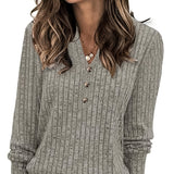 Wendy™ | Ribbed Knit Button-Front Henley Sweater