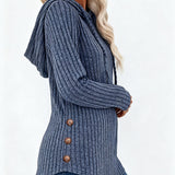 Victoria™ | Ribbed Knit Drawstring Hooded Sweater