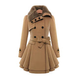 Cordelia™ | Faux-fur collar belted fit-and-flare coat