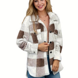Lilou™ | Fleece Plaid Button-Up Shacket Jacket