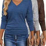 Maura™ | Soft and Stretchy V-Neck T-Shirt | 3-Pack Colors