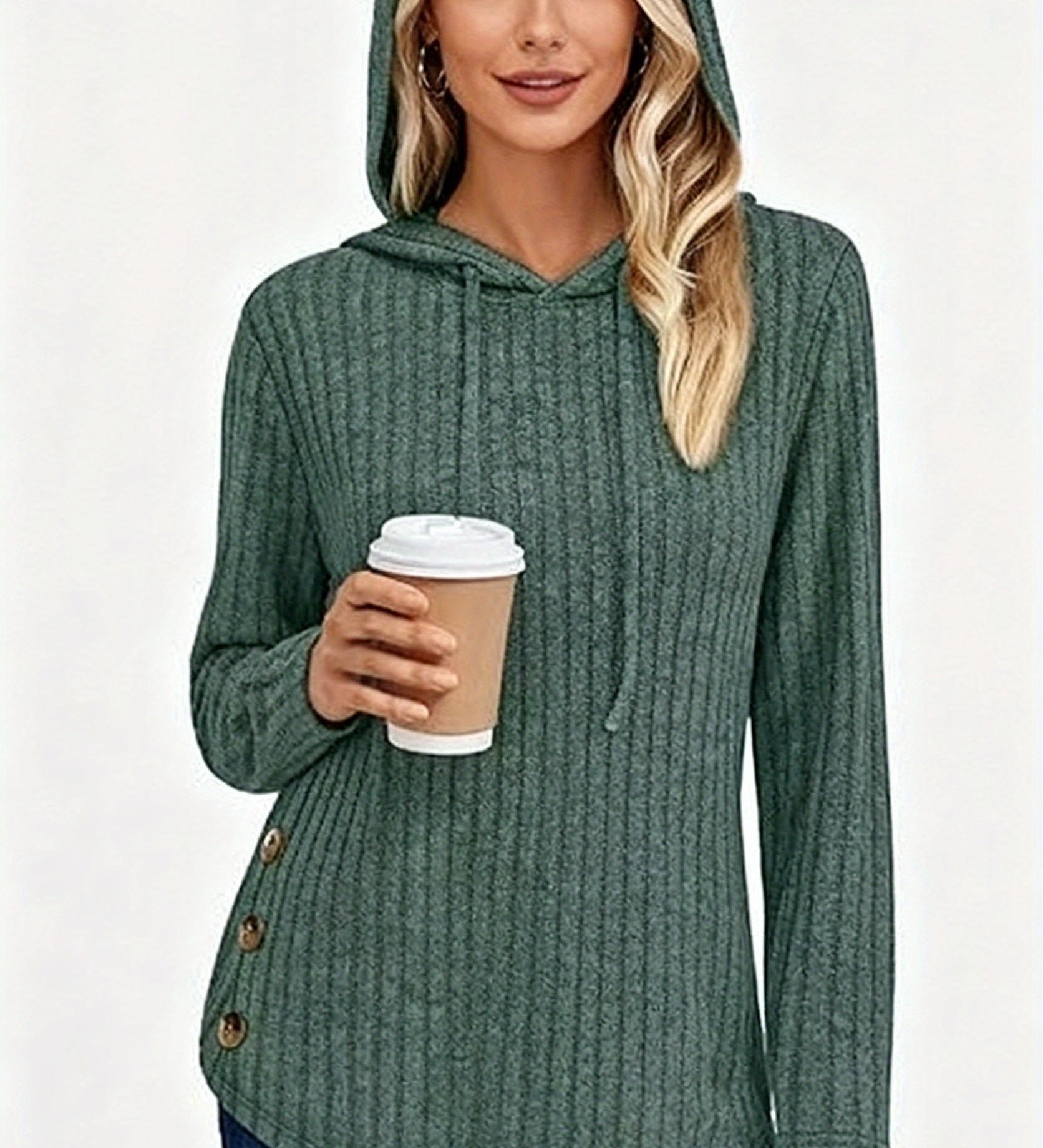 Victoria™ | Ribbed Knit Drawstring Hooded Sweater