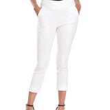 Cuffed-Hem High-Waist Tailored Cropped Pants