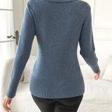 Barbara™ | Ribbed-Hem Side-Button Wrap V-Neck Sweater