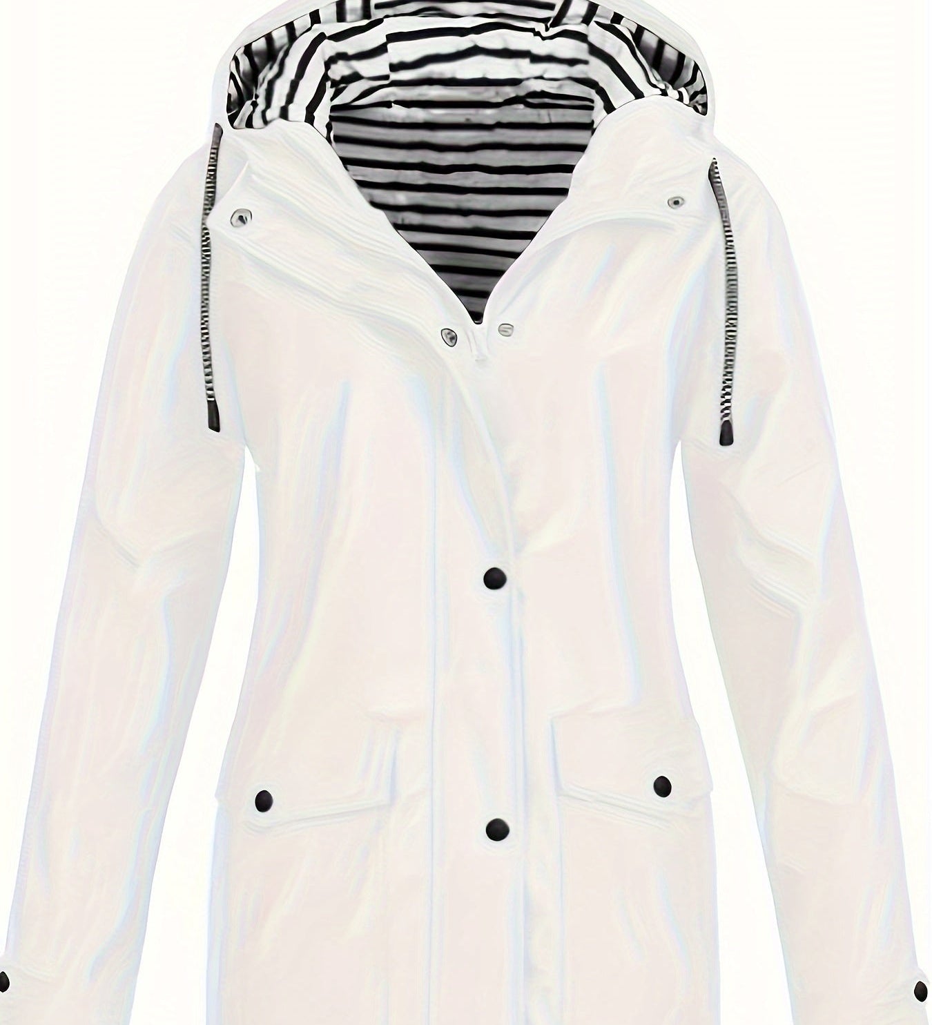 Zelda™ | Striped-Lined Drawstring Hooded Rain Parka Jacket