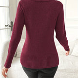 Barbara™ | Ribbed-Hem Side-Button Wrap V-Neck Sweater