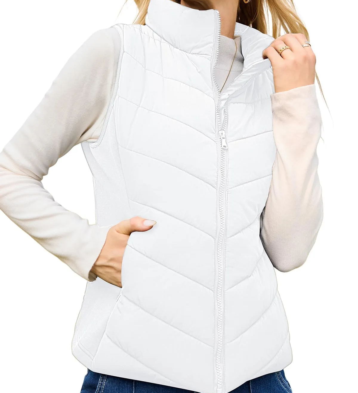 Ella™ | Quilted zip-up stand-collar puffer vest