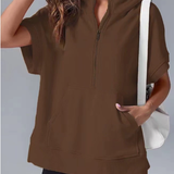Short-Sleeve Quarter-Zip Hooded Pullover