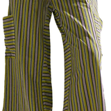 Button-Detail Striped Summer Casual Straight Pants